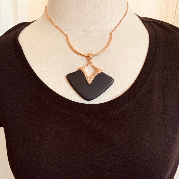 Alexis Bittar Art Deco Black Rose Gold Pendant - Picture 8 of 9